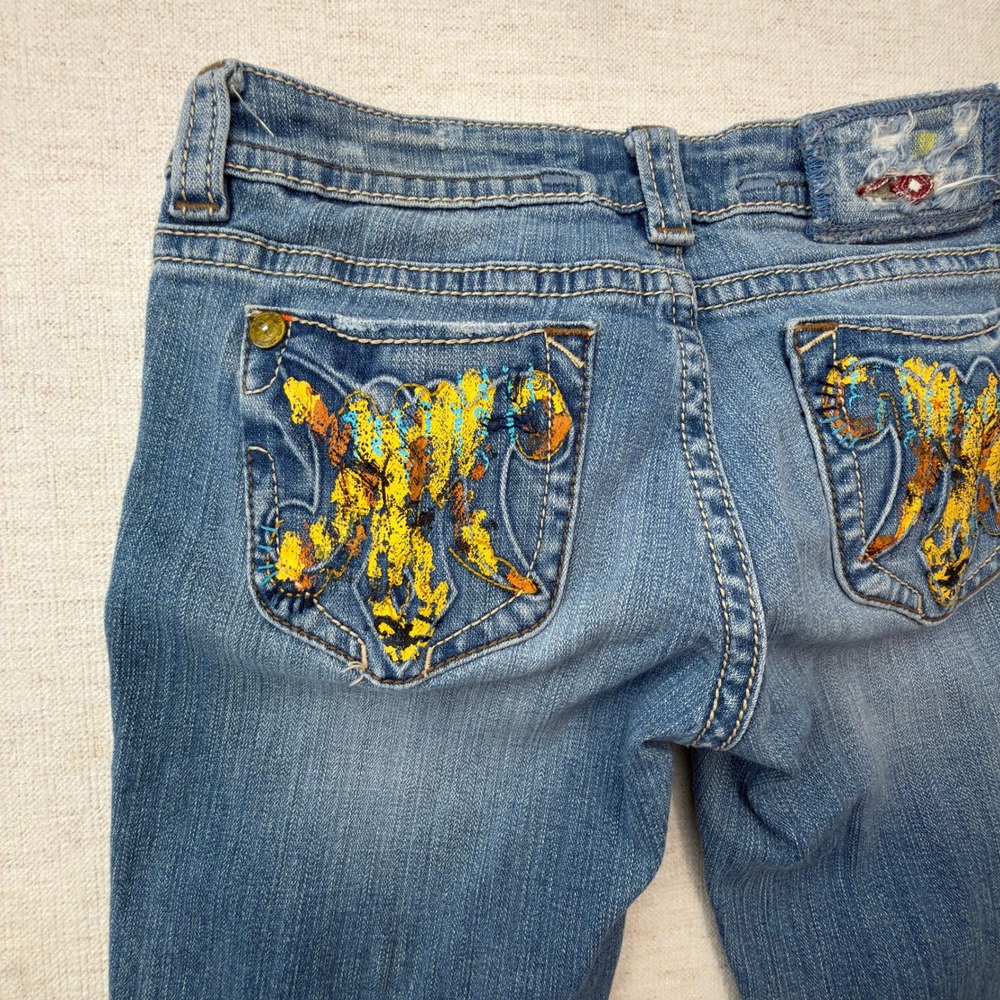 MEK Denim Princeton Jeans Womens 27 Embroidered Straight Light Blue Y2K W1PRINS4 - Picture 3 of 11